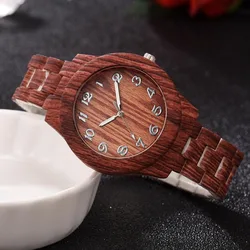 Reloj de madera de imitación para mujer, pulsera de cuarzo con correa de cuero, Envío Gratis, novedad de 2022