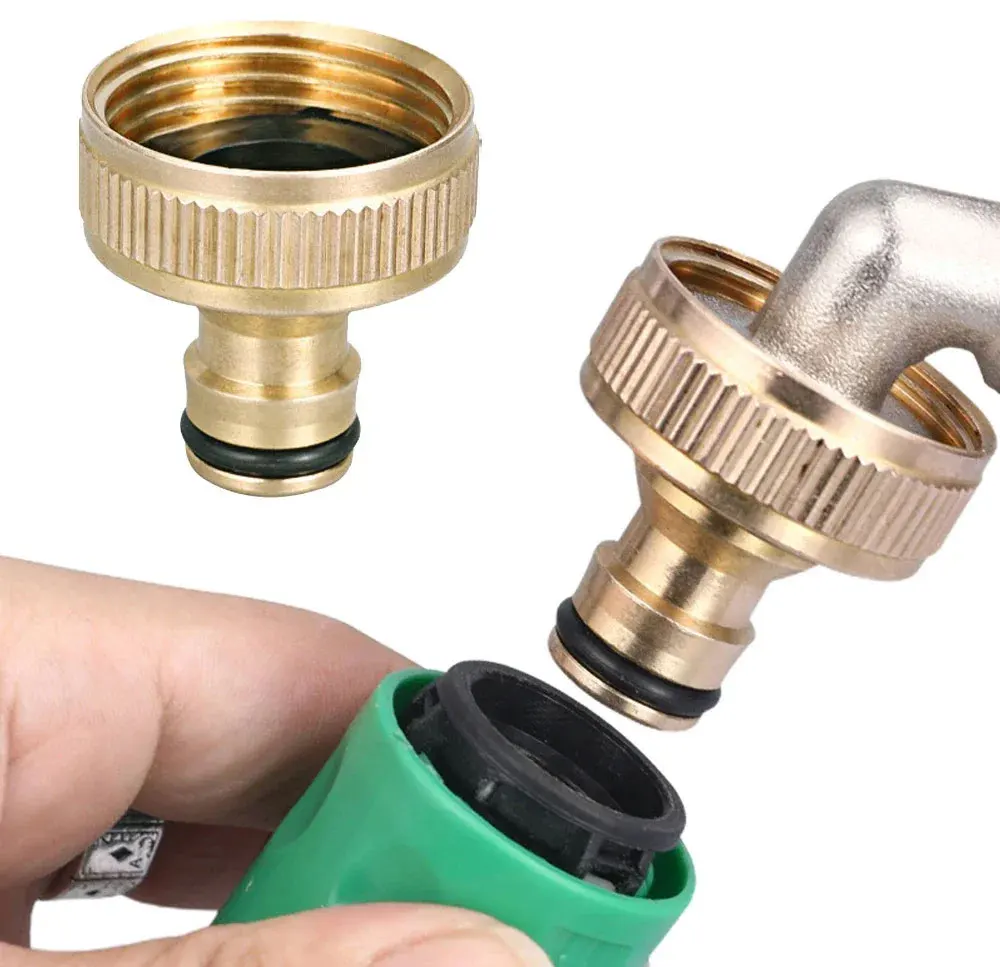 2 Stück 3/4'' Messing-Gartenwasserhahn-Adapter, Wasserrohr-Armaturen, Schnellkupplung mit Innengewinde, Gewindeanschlüsse für Wasserhähne – Detail 3