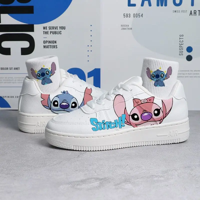 Disney Lilo & Stitch Print scarpe sportive scarpe da Tennis coppia scarpe bianche Cartoon Mickey Sneakers Winnie bambini scarpe Casual