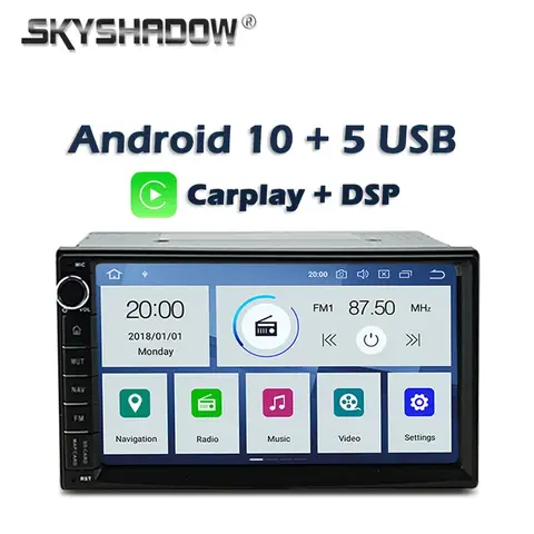 Carplay DSP PX6 IPS Android 10 4GB +64GB Radio GPS navi map Bluetooth Wifi Car DVD multimedia player 2 Din for Nissan Universal