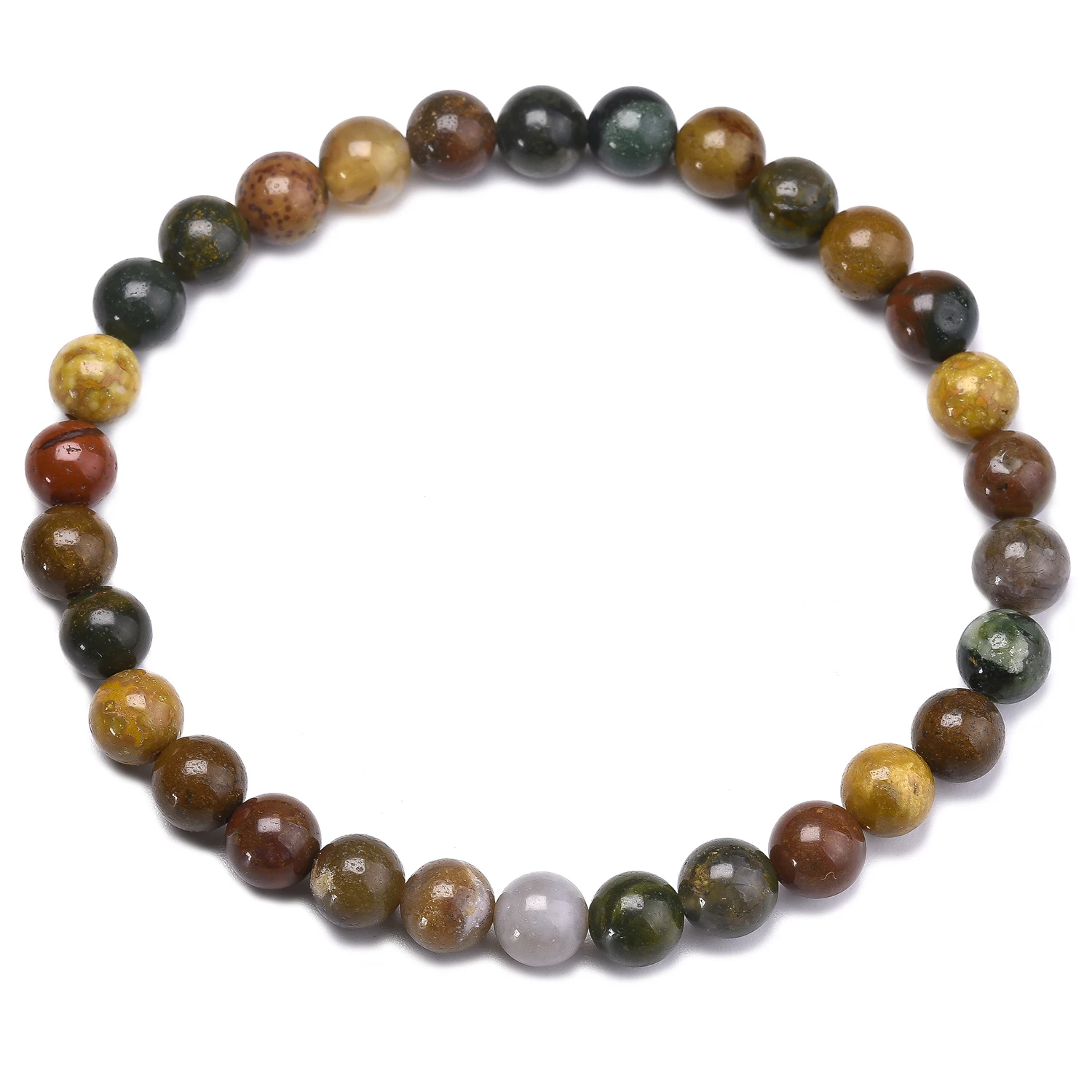 Natural Genuine Ocean Jasper Stone 6 8 10mm Round Beads Strand Bracelet Jewelry Women Men Ocean Agate Jewelry loversGift