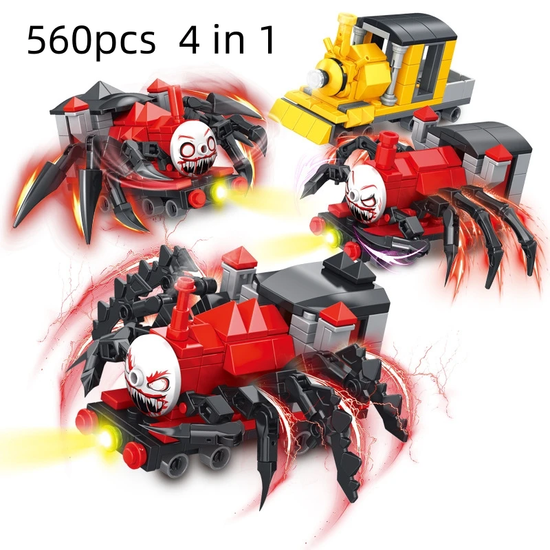 Choo-Choo Charles Horrors Jeu décennie s de Construction Jouets pour Enfants, Briques MOC, Train Araignée Démoniaque, Figurines Monstres Animaux, Cadeaux