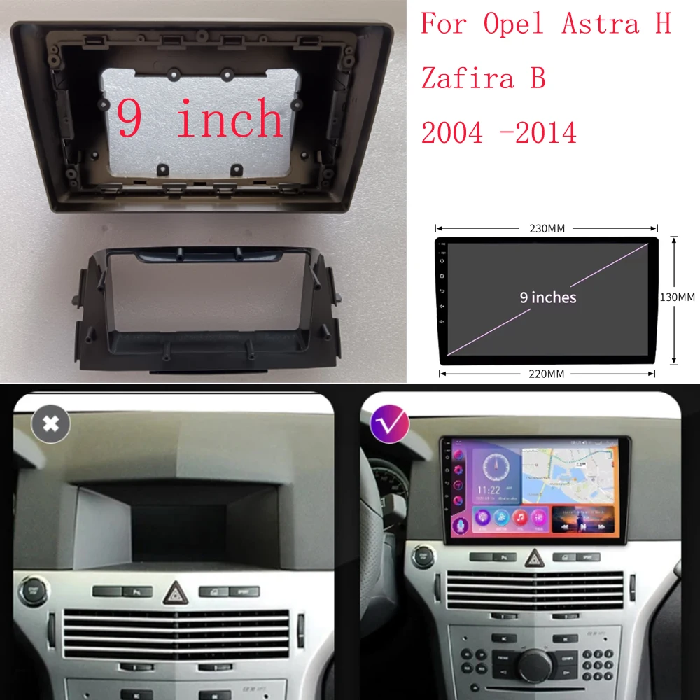 9 Inch Car Frame Fascia Adapter Canbus Box Decoder Android Radio Dash Fitting Panel Kit For Opel Zafira B 2004-2010