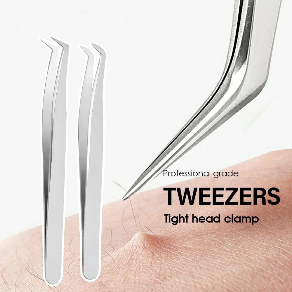 1/2 Pinzette per ciglia in acciaio inossidabile importate di alta qualità Individuali ad alta elasticità Buona durata Strumenti per il trucco delle ciglia Forniture
