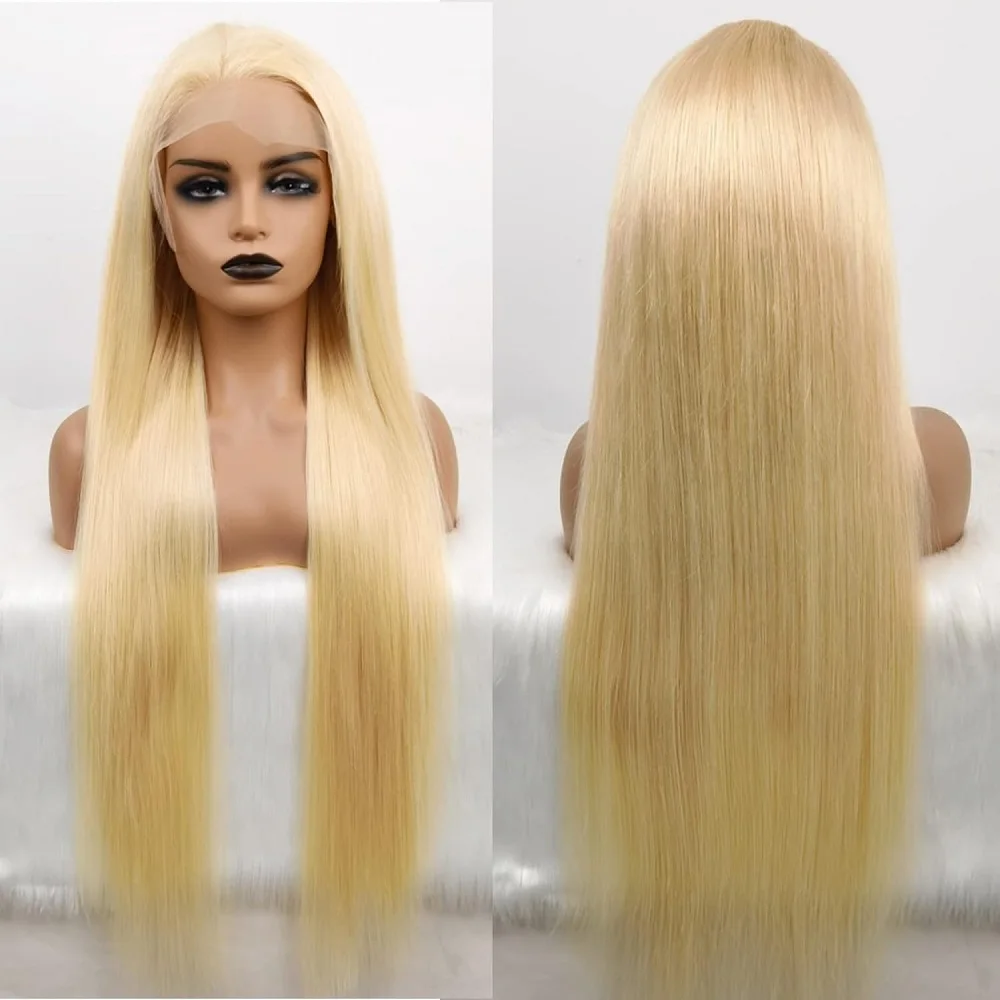 613 Lace Front Wig Human Hair 13x4 HD Transparent Blonde Wig Human Hair 200% Density Straight Blonde Lace Front Wig Human Hair