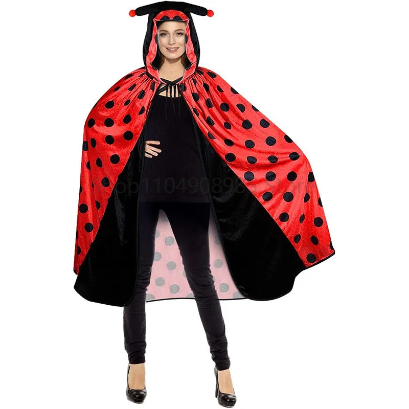 

Unisex Ladybug Cape Costume with Hood Animal Cloak Adult Women Men Party Masquerade Performance Carnival Outfits