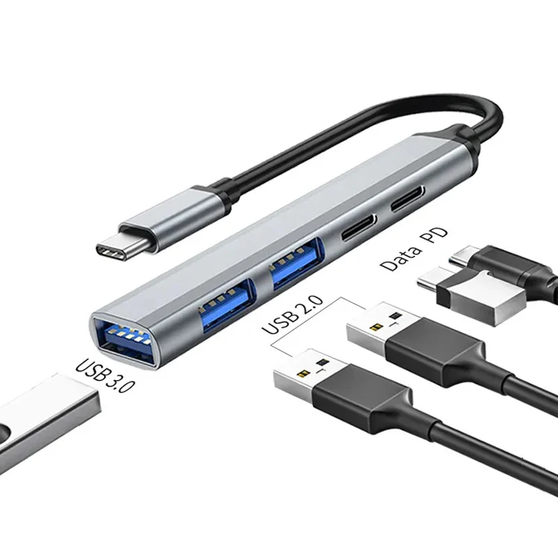 5 in 1 Ultra Slim Type C USB Hub 100W PD Docking Station USB 2.0 3.0 Splitter for MacBook Pro Mac Mini Mac Phone