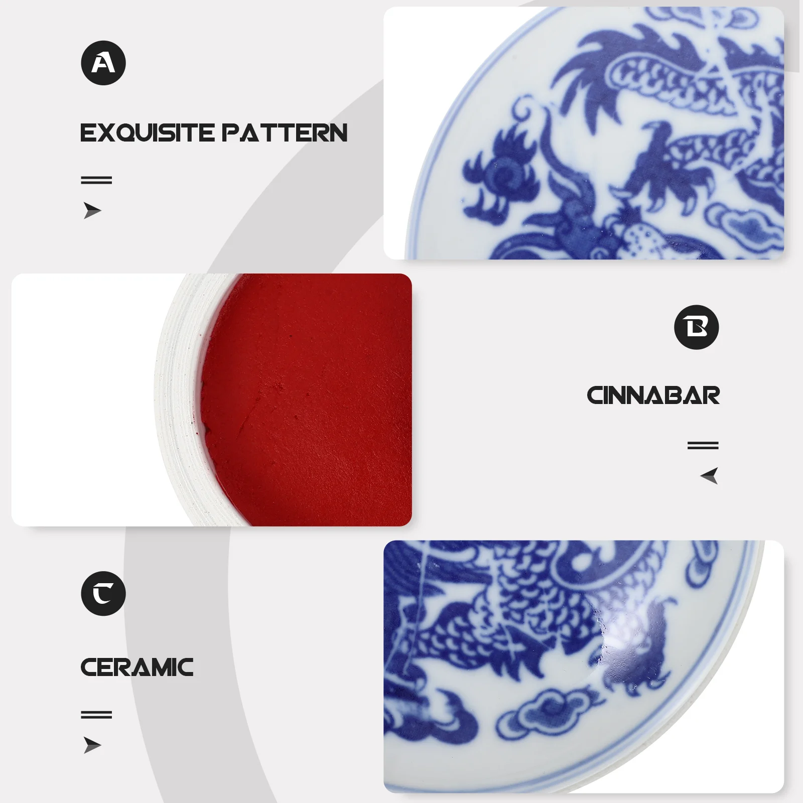 Calligraphy Inkpad Ceramic Box Bright Red Multipurpose Office Painting Seal Use DIY Ink Pad Premium Delicate Chinese Painting