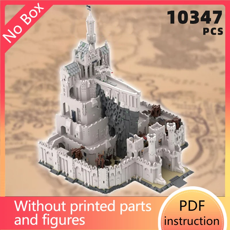 grandiose rings movie white castle diorama bricks medieval fortress stronghold architecture blocks city moc building fans towerC