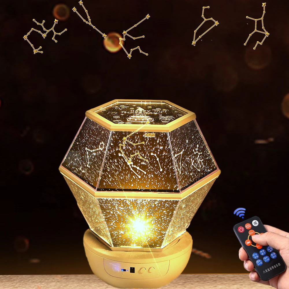 Night Light LED Starry Galaxy Projector Night Lamp Rotation Astronomical Sky Projection Lamp For Home Planetarium Birthday Gift