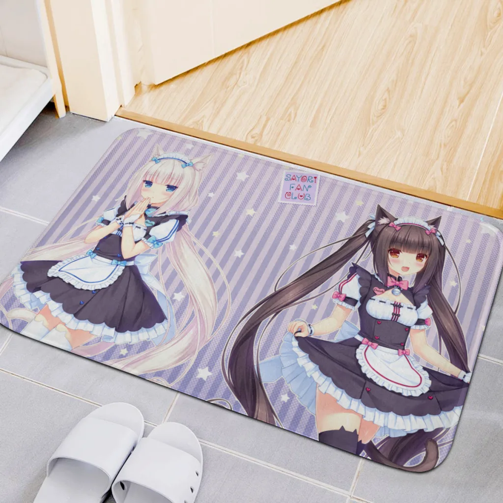 Anime Nekoparas Kawaii Cute Living Room Rug Carpet Flannel Slip Mat Decor Aesthetic Dressing