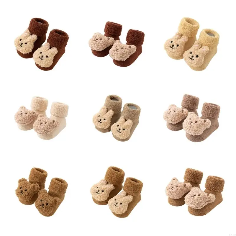 KXRD Cartoon Bear Non Slip Socks for Toddlers Soft & Durable Grip Socks Non Skid Socks Comfortable Wear for Boys & Girls