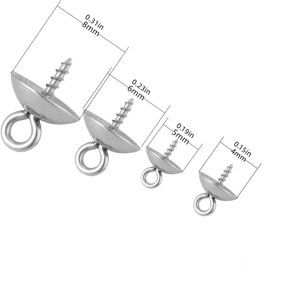 20 قطعة 4/5/6/8 مللي متر الفولاذ المقاوم للصدأ المسمار العين دبوس اللؤلؤ نهاية قبعات أعلى حفر قلادة موصل DIY بها بنفسك صنع المجوهرات اكسسوارات #4