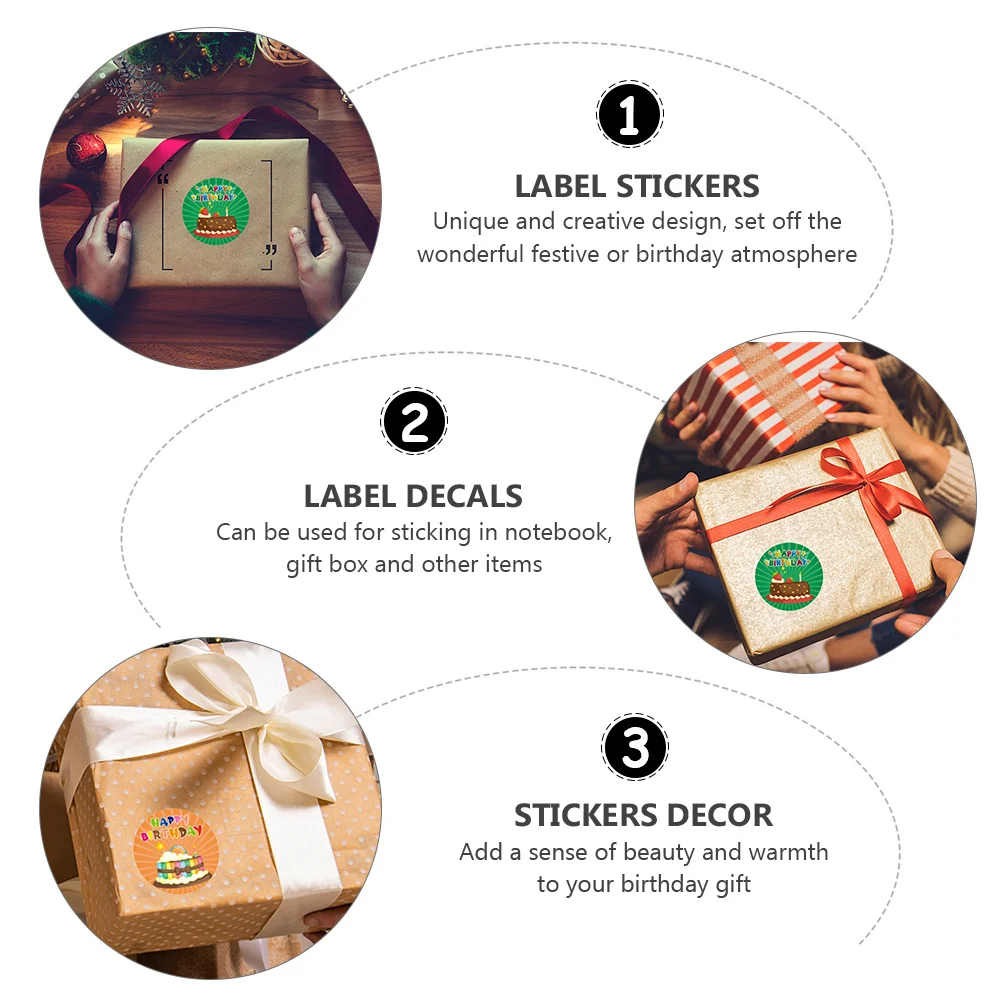 500Pcs Birthday Sticker Labels Lovely Festival Gift Decorative Stickers for Party Supplies Creative Sealing Stickers for Gift
