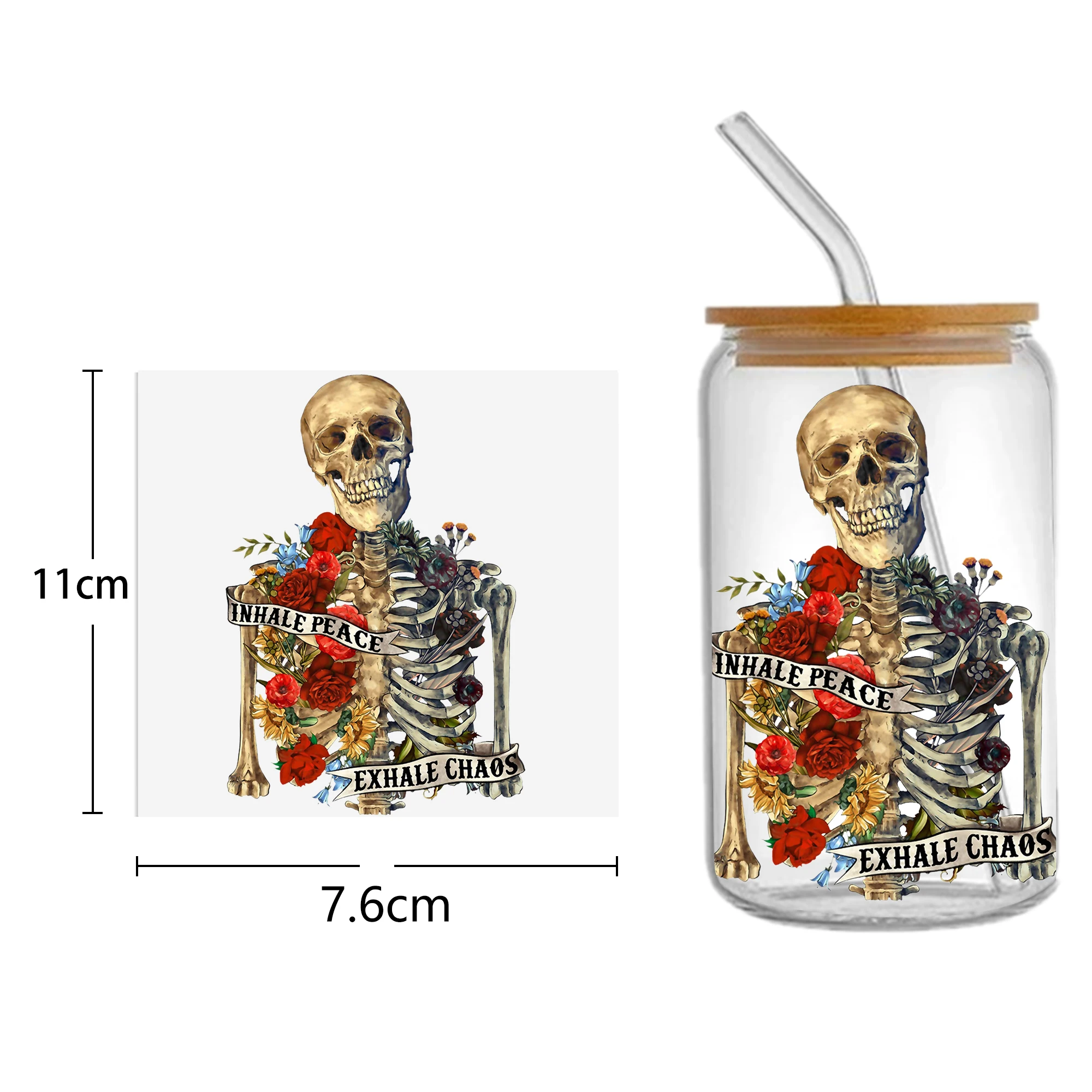 Skeleton Halloween 16oz Tumble - Sticker Label Template 评论和价格