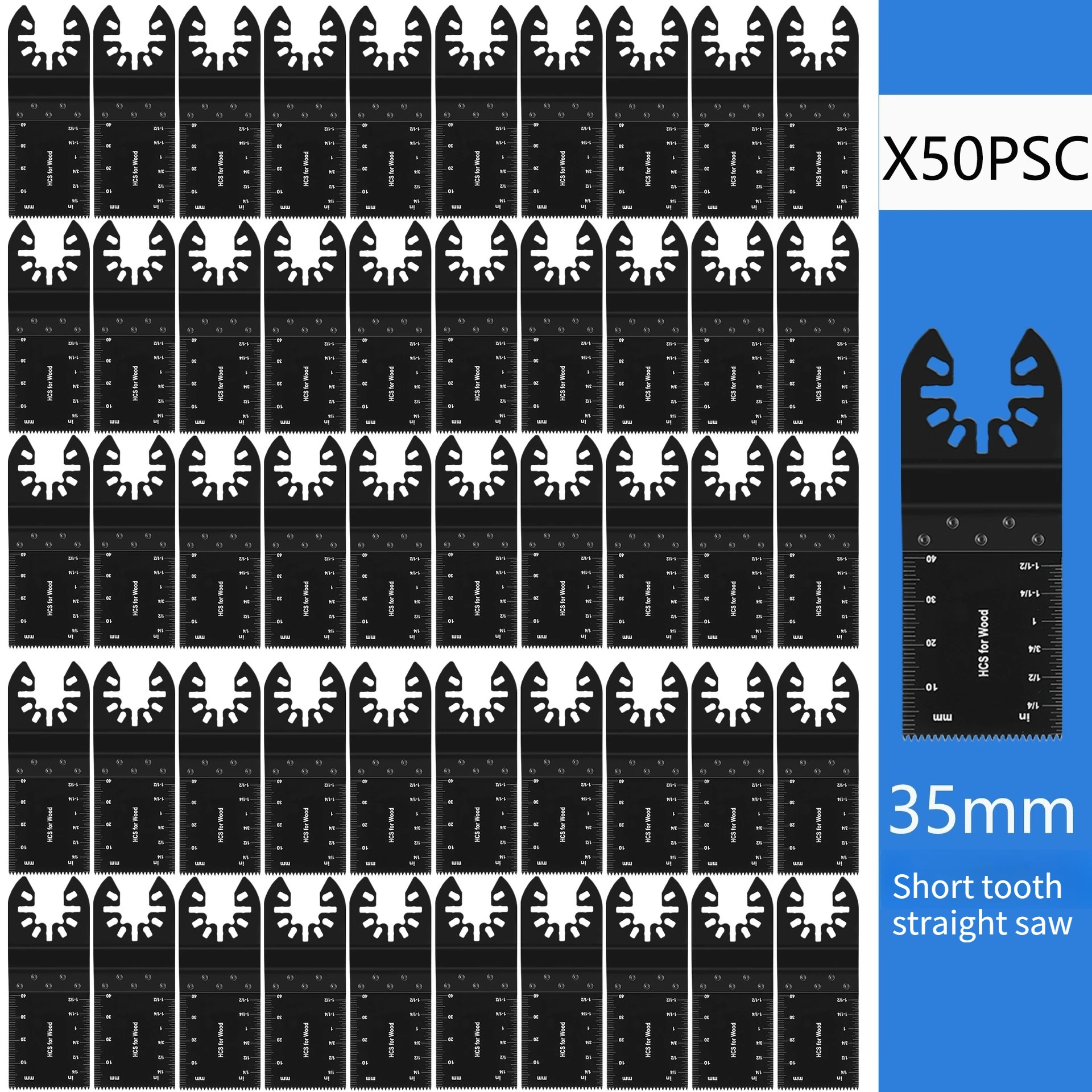 

50Pcs 35mm Short Tooth Straight Saw Blades Tool KitCompatible Suitable for Dewalt, Makita, Milwaukee for Wood Plastic Cutting