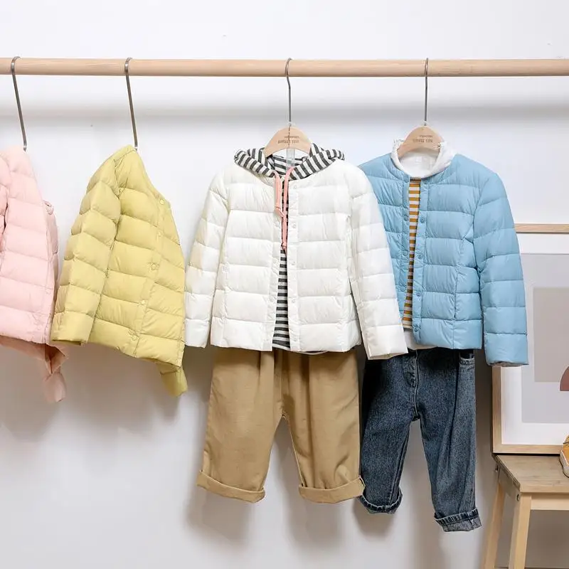 Autumn and Winter children's lightweight boys and girls Medium Children Small children baby collarless coat