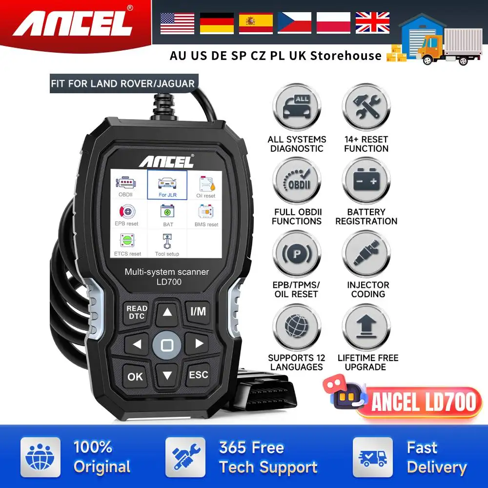 For Land Rover Jaguar Car All System Diagnosis Tool ANCEL LD700 OBD2 Scanner EPB BMS DPF ABS TPMS Oil Reset OBDII Code Reader