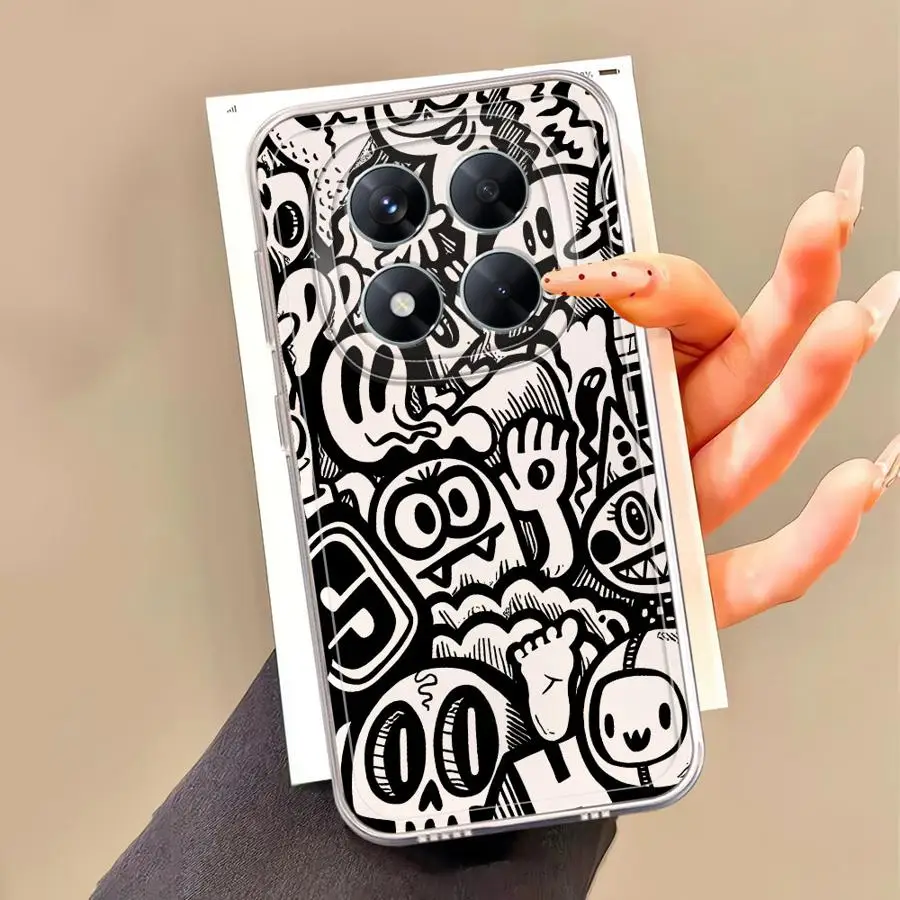 حافظة لهاتف Xiaomi Poco X3 NFC X4 GT X4 M3 X3 Pro X5 جرافيتي سوداء ناعمة شفافة #6