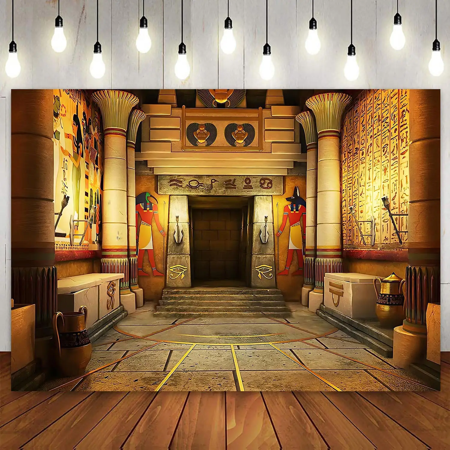 Ancient Egypt Palace Vintage Gold Egyptian Deities Myths Pharaoh Sphinx Birthday Party Decoration Historical Building Background