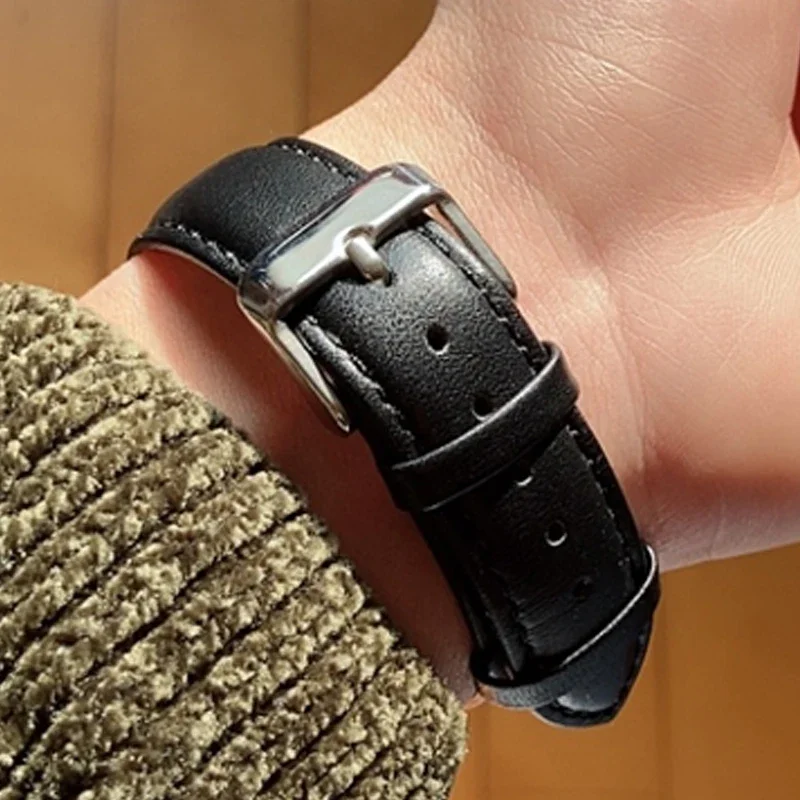 جلد العجل حزام الساعات مادة لينة حزام (استيك) ساعة شريط للرسغ 18 مللي متر 19 مللي متر 20 مللي متر 21 مللي متر 22 مللي متر 24 مللي متر مع مشبك الفولاذ المقاوم للصدأ