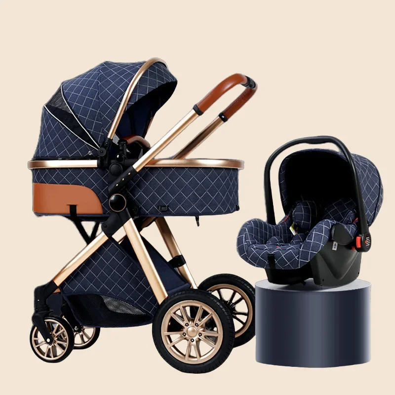 

Luxury Travel Suite 3-in-1 Mobile Bassinet & Car Seat Combo Reversible High-View Stroller with Dual-Direction Shock Cancellation
