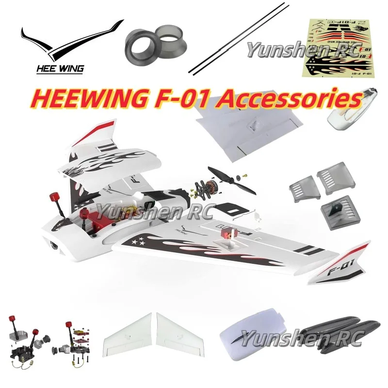 Heewing F-01 Accesorios completos, ala principal, ala pequeña, cubierta de cabina, placa inferior del cuerpo, patín deslizante, cubierta de cabina GPS
