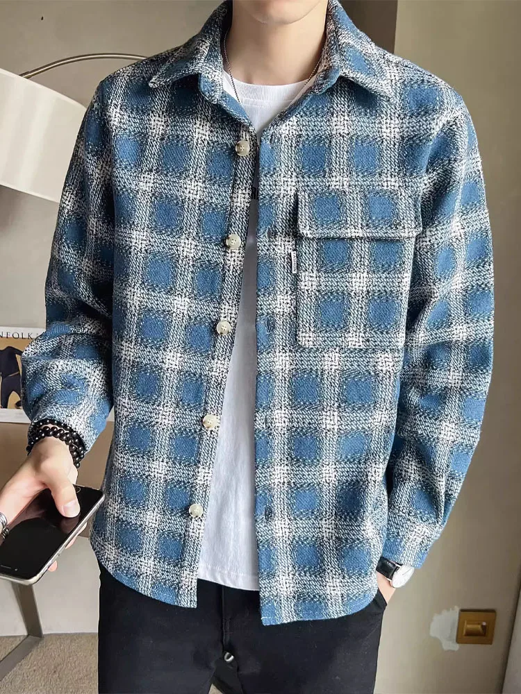

Men's Plaid Long Sve Casual irt Versatile Autumn Faion High End Feelings Trendy Outerwear Youth ular Loose Fit irt