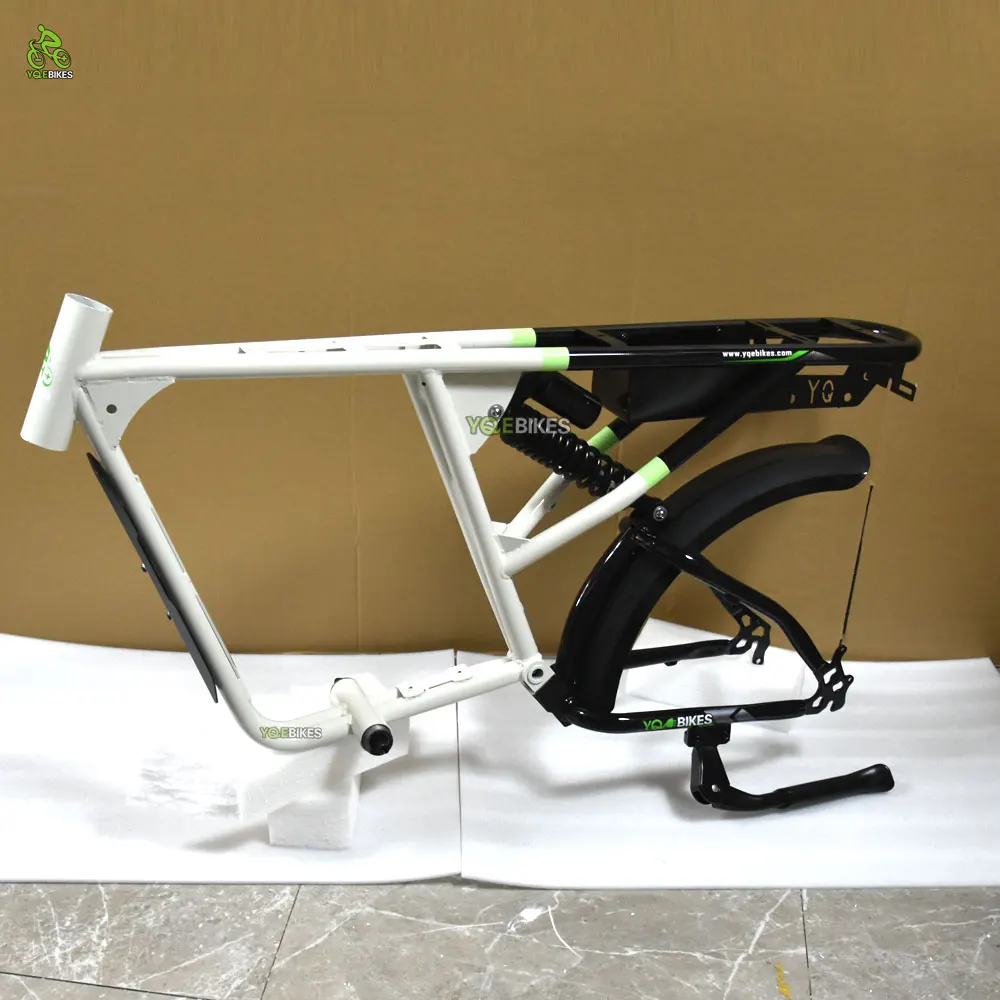 YQEBIKES Full Suspension Soft-tail Carbon Steel Electric Bike Beach Bicycle Frame 20*4.0 Fat City Bike Frame Ebike 73 Frameset - view 4