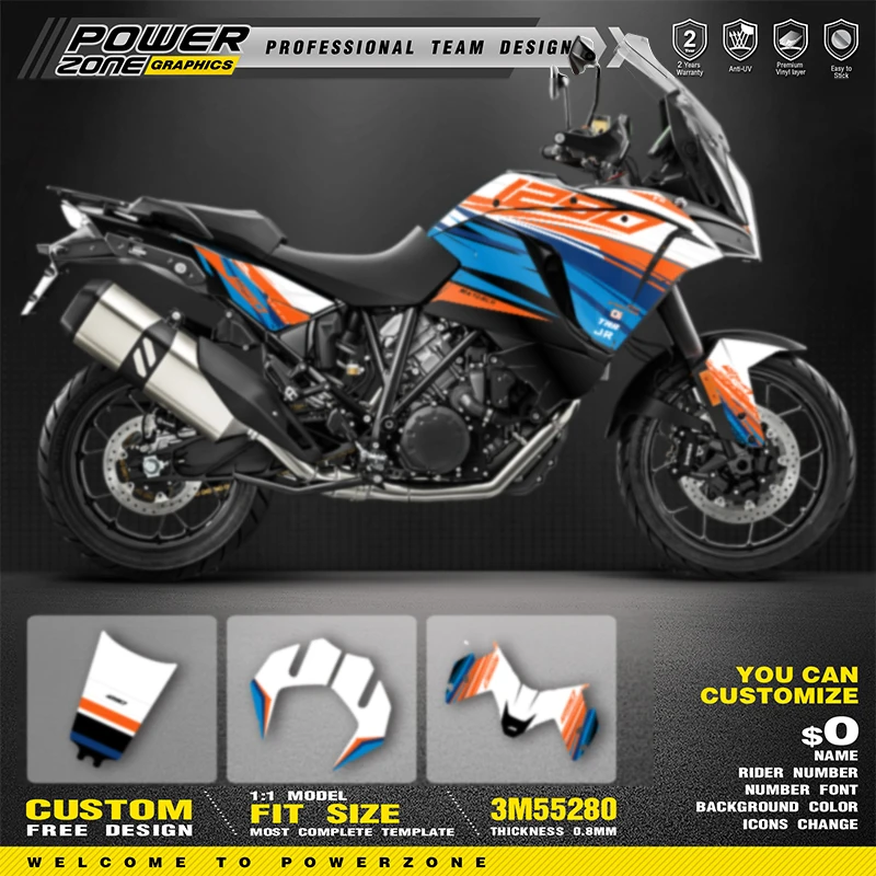 

PowerZone Custom Graphics Backgrounds Decals for Stickers Kit For KTM ADVENTURE SUPERMOTO 2017-2020 ADV ADV S ADV R 1290 02