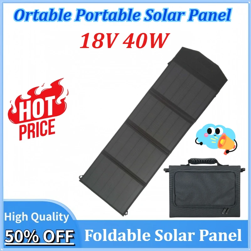 

New 18V 40W Ortable Solar Panel Foldable Solar Panels Charger Full Time Power Mobile Power Supply High Power Outdoor Generator