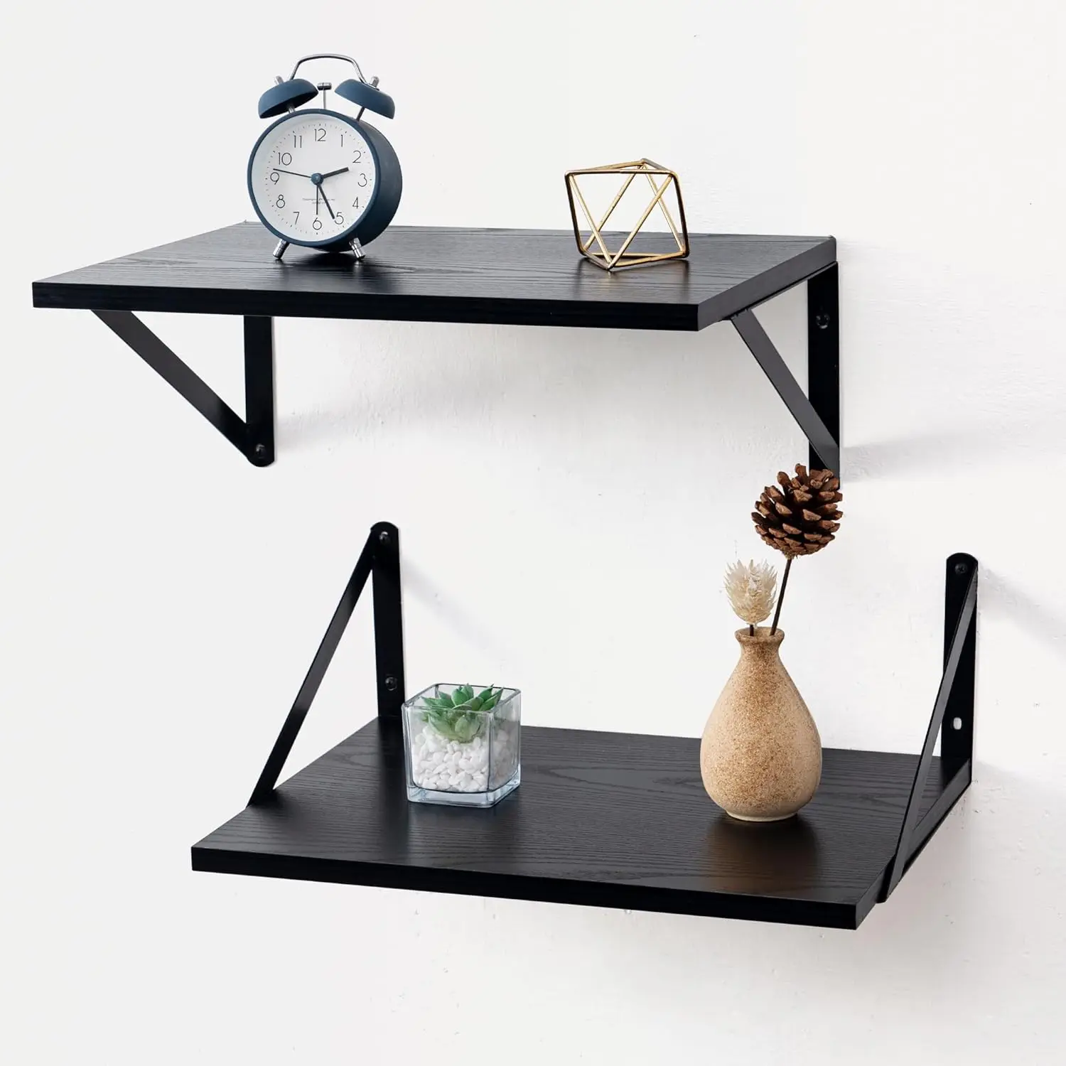 

Deep Floating Shelves for Wall, 16W x 12D Black Floating Shelves Set of 2, 12 Inch Deep Large Wall Mounted Shelves for