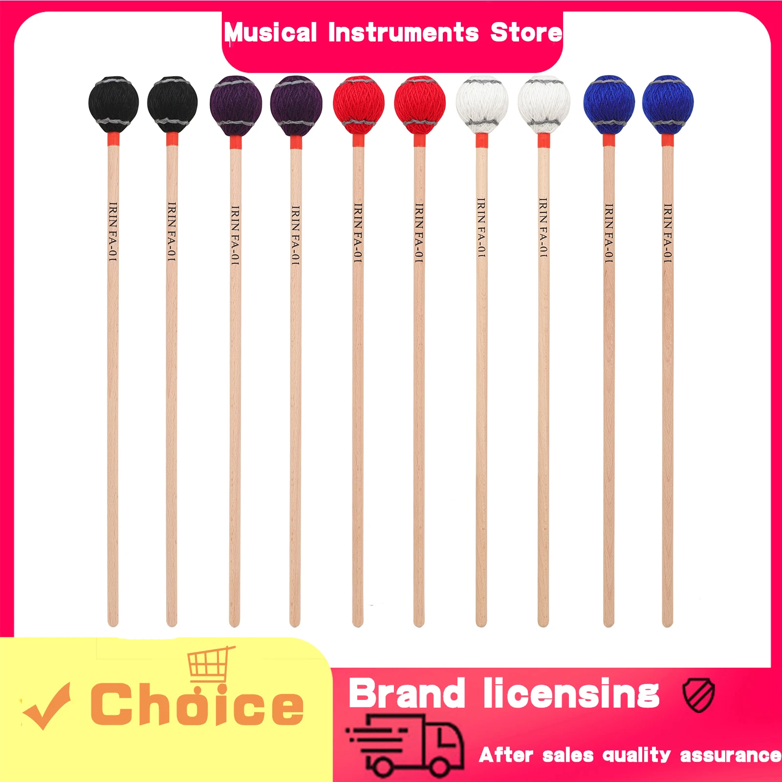IRIN Malimba Drumstick Solid Wood Rubber And Wool Beech Wood Handle Drum Stick Percussion Instrument Accessories