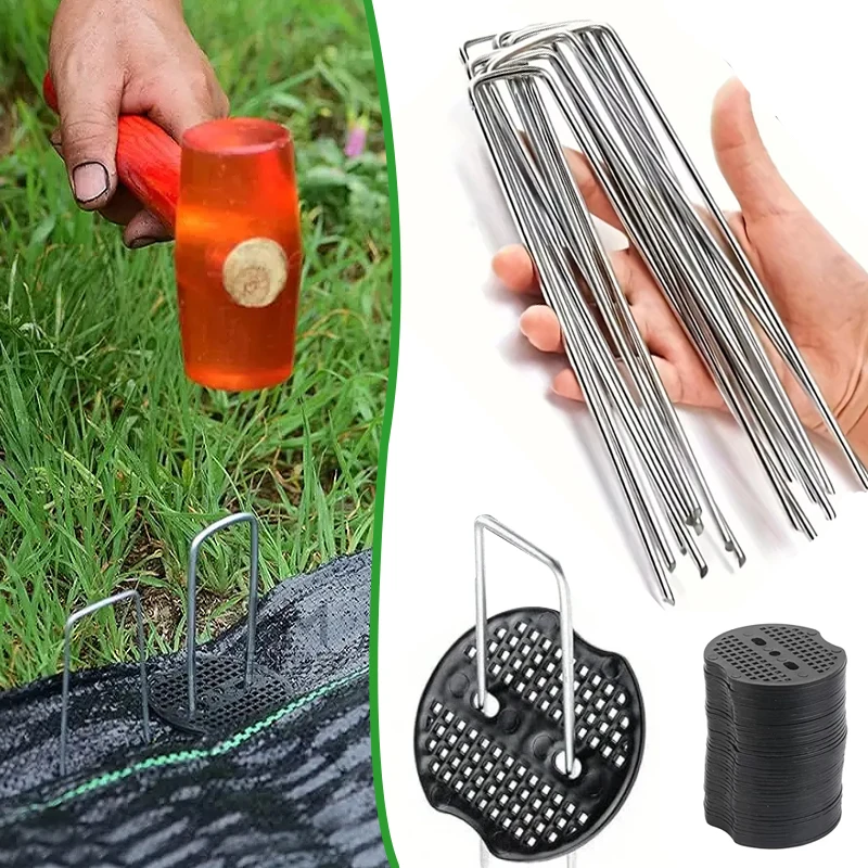 U-type Garden Staples Heavy-duty Fence Tubing Stakes Sod Pins Galvanized Landscape Spike for Holding Lawns Barrier Ground Nail