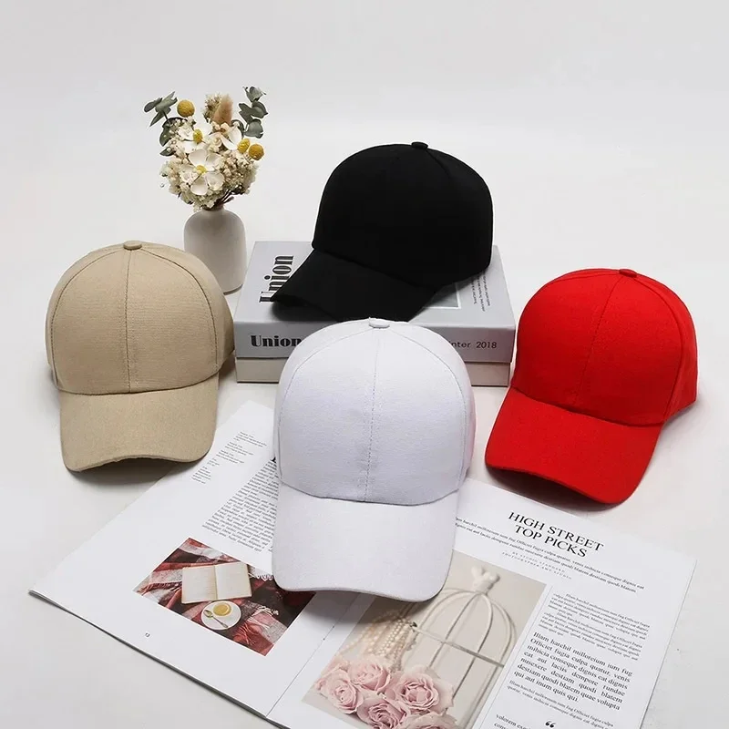 Men Women Black Hat Solid Color Baseball Cap Snapback Versatile Outdoor Sunscreen Hats Fitted Casual Sport Hip Hop Peaked Cap