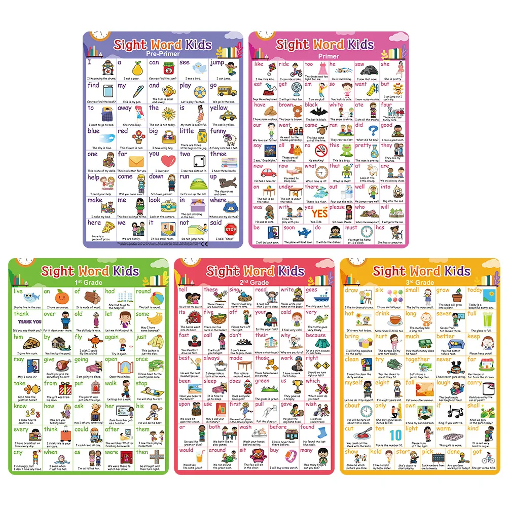 220 كلمة رؤية ملصقات كلمات عالية التردد للأطفال الإنجليزية، وسائل تعليمية للكلمات الإنجليزية، ديكور الفصول الدراسية