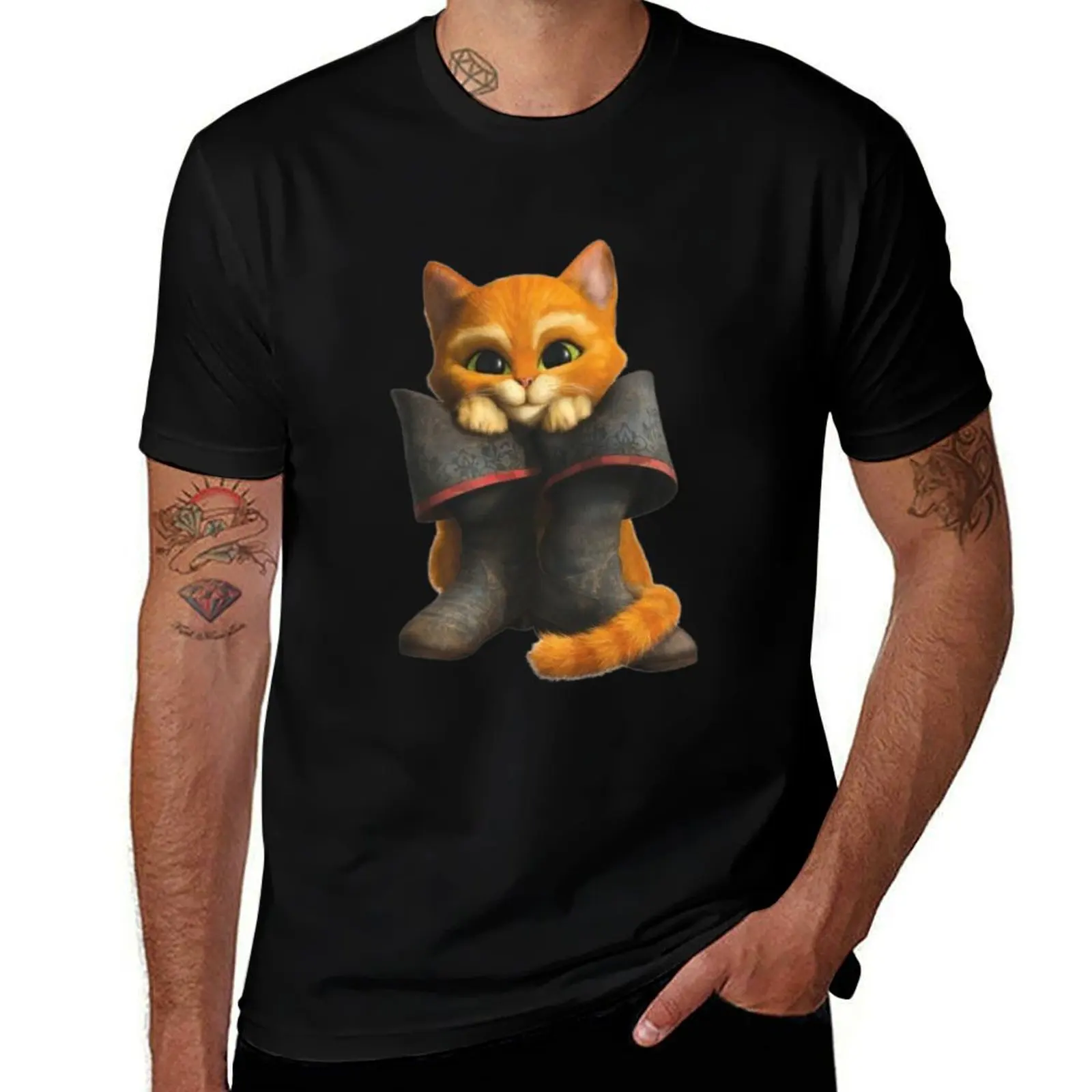 

Puss in Boots T-Shirt t shirt man cotton cotton t shirts man 100% T-Shirt