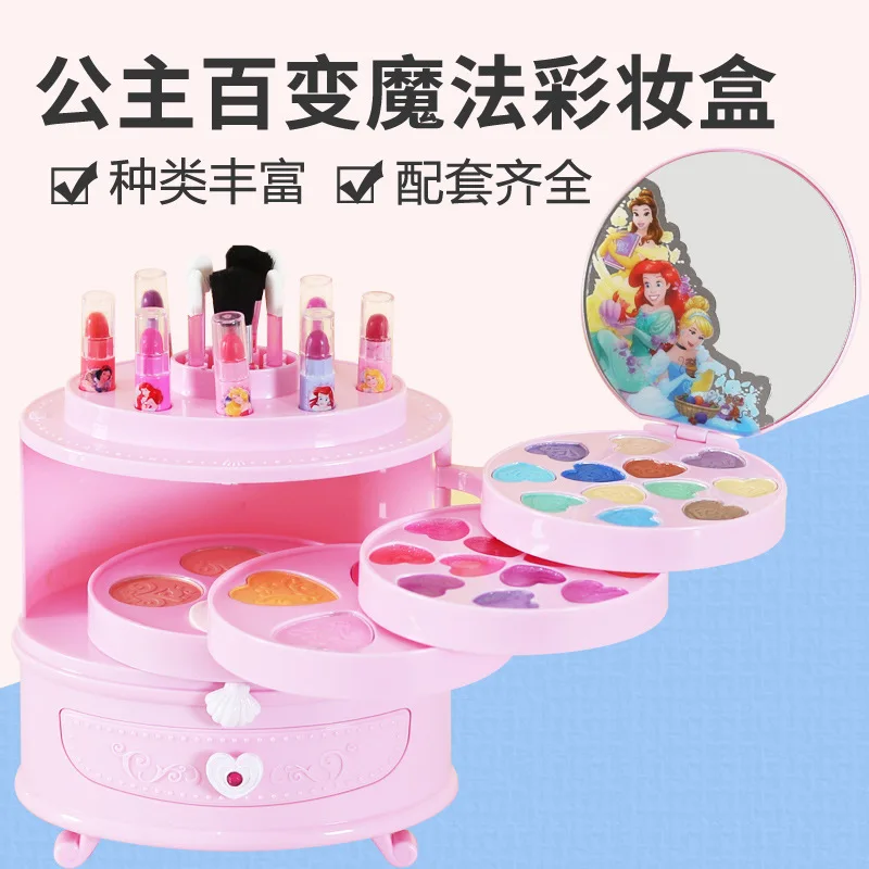 Disney-caja de maquillaje de princesa Blancanieves para niñas, juego de cosméticos reales, caja de maquillaje de belleza con caja original, regalo