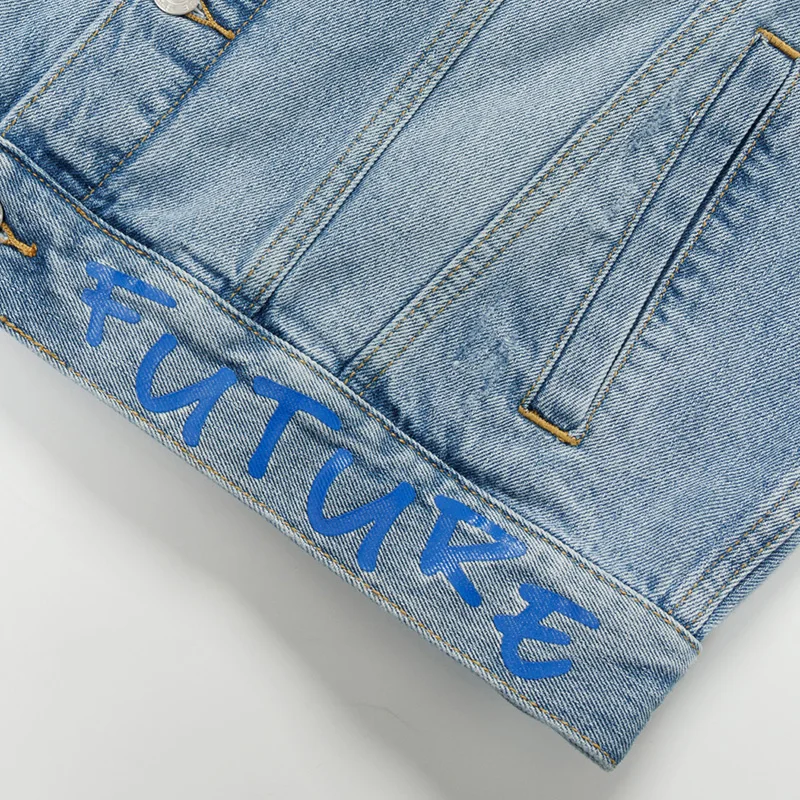 

Весна 2024, повседневная удобная хлопковая джинсовая куртка светлого цвета с заниженным плечом, модная верхняя одежда из 00% хлопка для мужчин