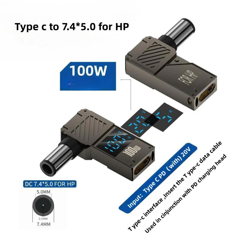 PD100W Typ-C zu DC Stecker Konverter USB C zu Laptop Lade Adapter Power Ladegerät Anschluss Spitze für Lenovo Asus HP Dell Samsung