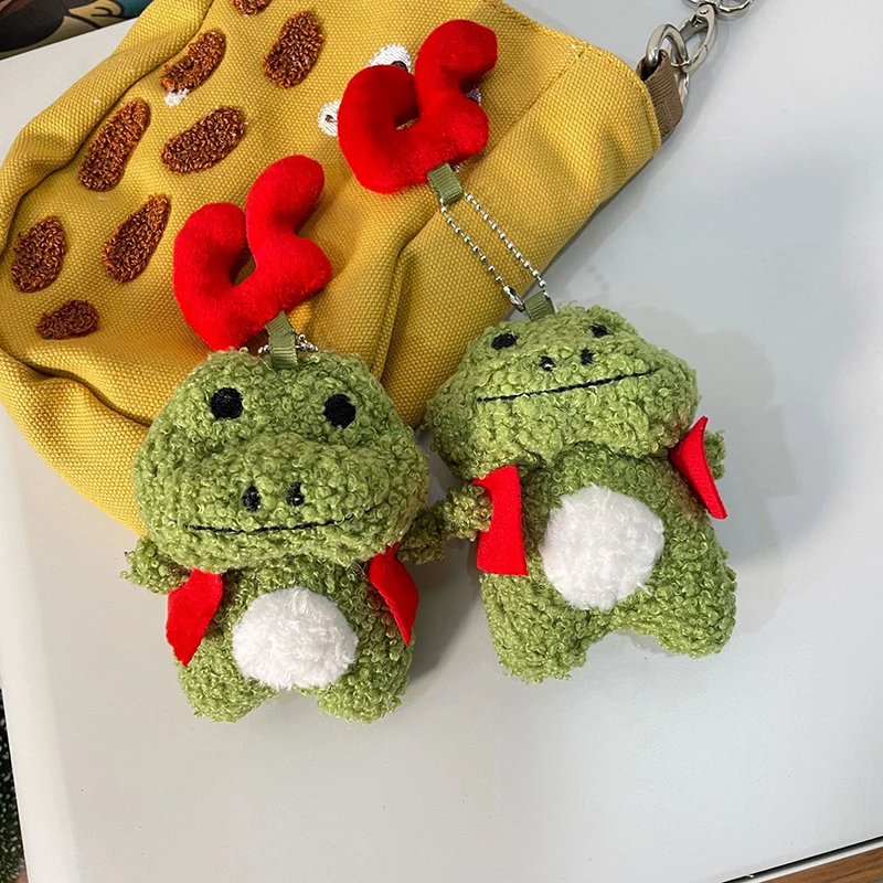 Cartoon Green Frog Plush Doll Toy Pendant Keychain Backpack Hangings Ornaments Gifts