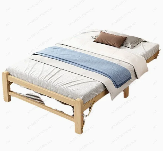 Bedside Solid) Solid Wood Folding Bed Single, Lunch Break Home Strong, Rental Room Simple Adult Bed