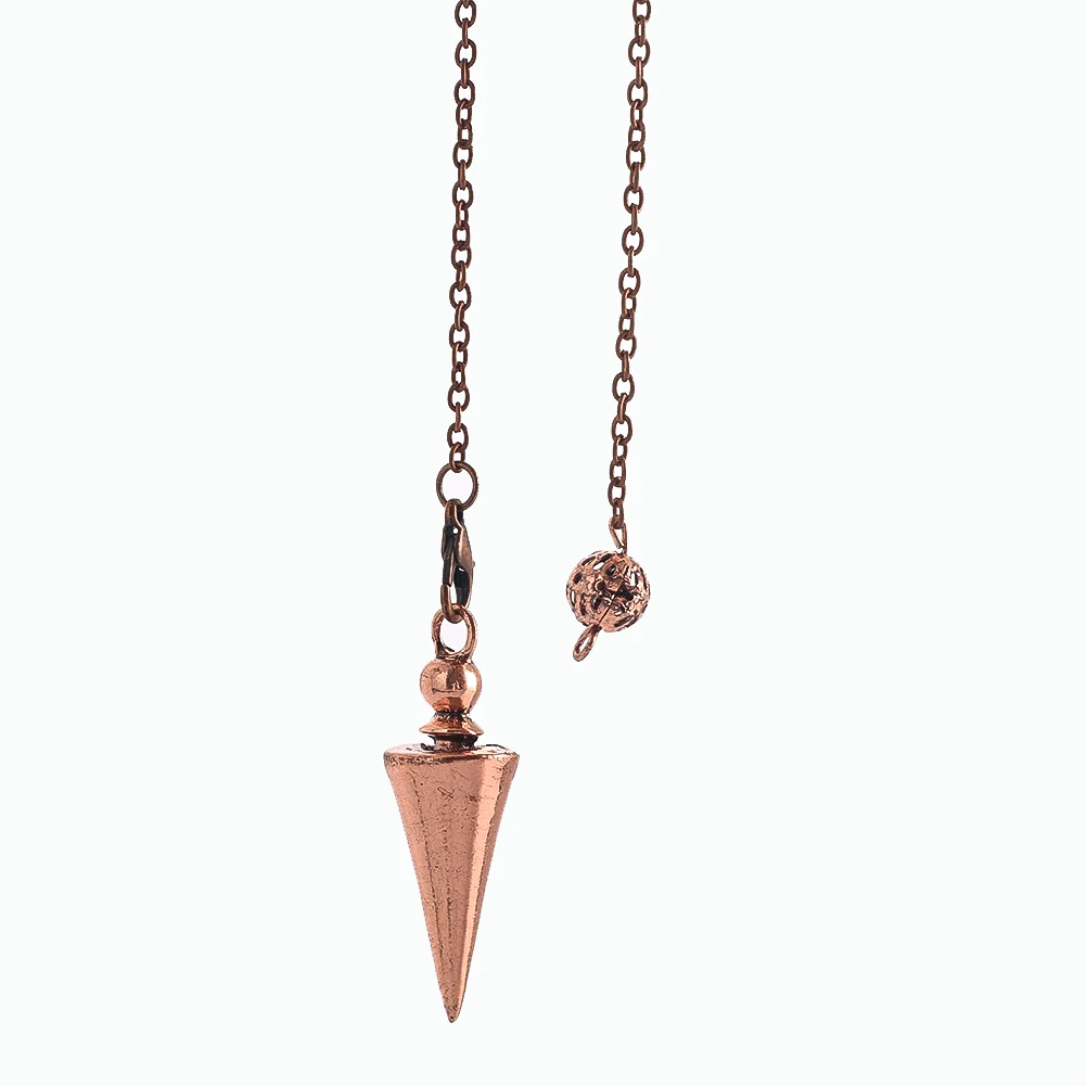 Vintage Rose Gold Copper Metal Pointed Chain Pendant Tarot Divination Tools Meditation Pendulum Balancing Chakras Reiki