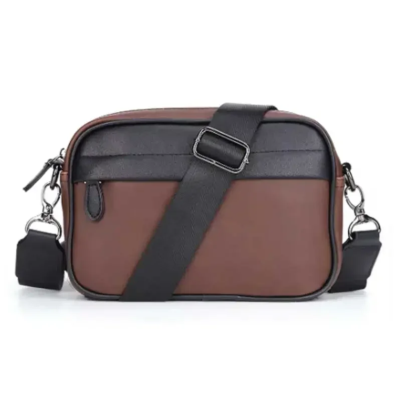 e-TW9 Casual Bag Men's Multifunction Crossbody Bag Patent Leather Travel Chest Bag Pack