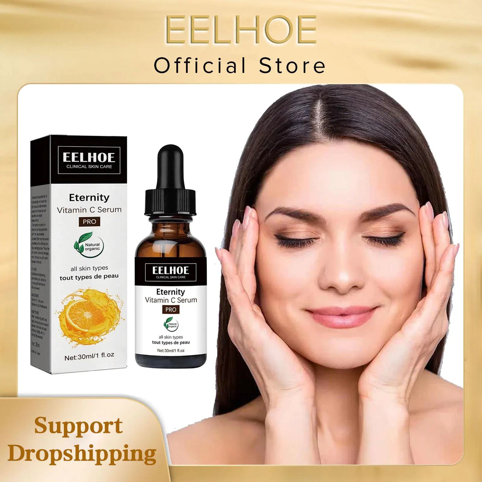 EELHOE Vitamin C Serum for Face Moisturizing Oil Control Shrink Pores Deep Anti Wrinkle Spots Fade Fine Line Whitening VC Serum