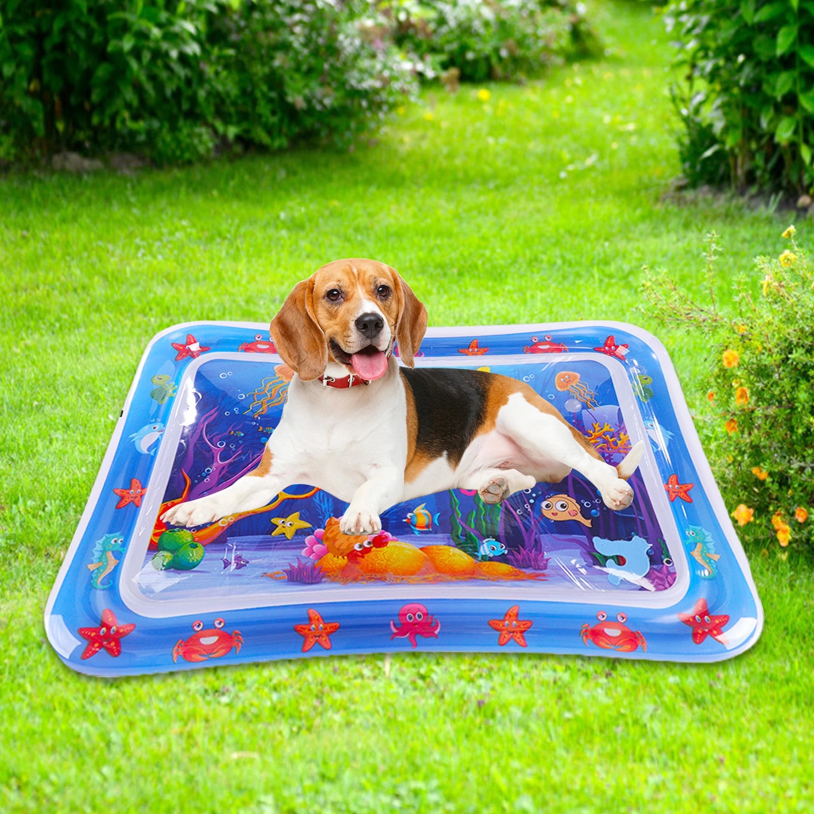 Tapete de água sensorial para cães e gatos, Tapete espesso com peixes, Jogando Water Pad, Verão