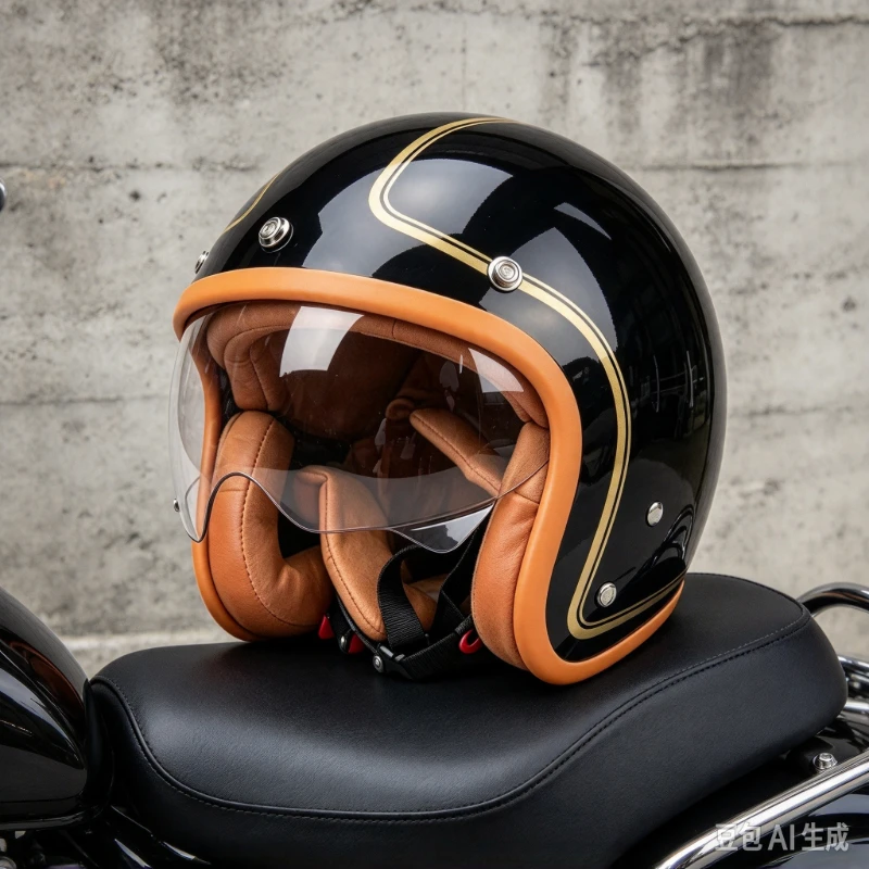 High Quality Starlight Black Gold Built-In Sun Visor All Season Scooter Motorbike Safety Helmet Casco Moto Capacete