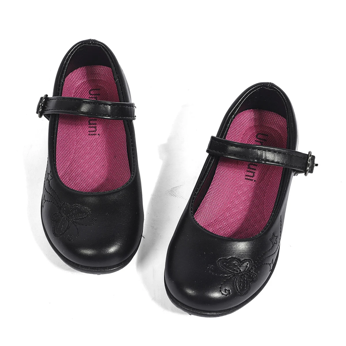 

Unishuni Girls Mary Jane School Uniform Shoes Children Black Dress Shoe Kids Lightweight Soft Flats with Velcro Closure 25-36