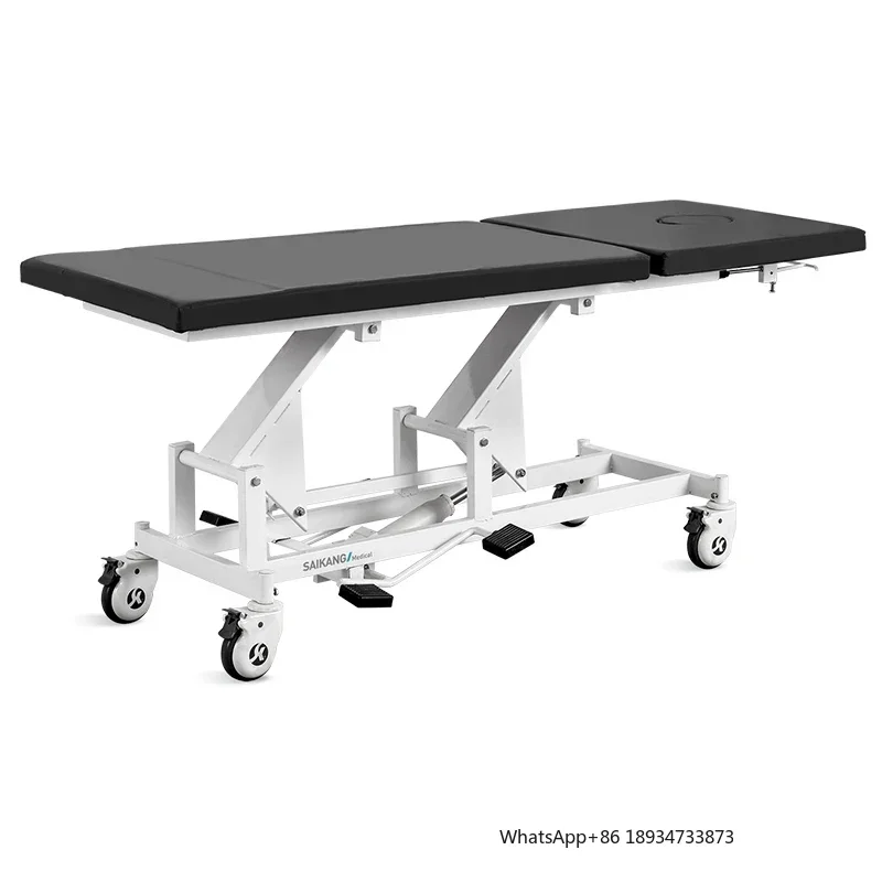 Hydraulic Medical Exam Table Stainless Steel Foldable Manual Patient Hospital Examination Couch Bed