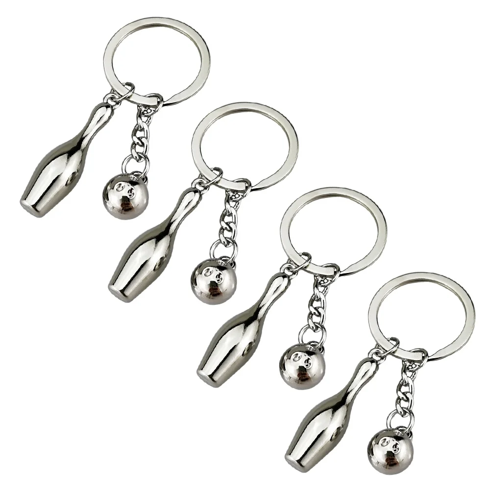 4 Pcs Filler Bowling Keychain Decorations Zinc Alloy Funny Keychains Keys Hanging